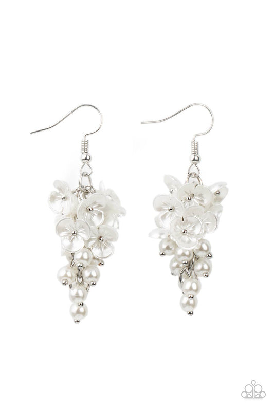 Paparazzi Accessories - Bountiful Bouquets - White Earrings