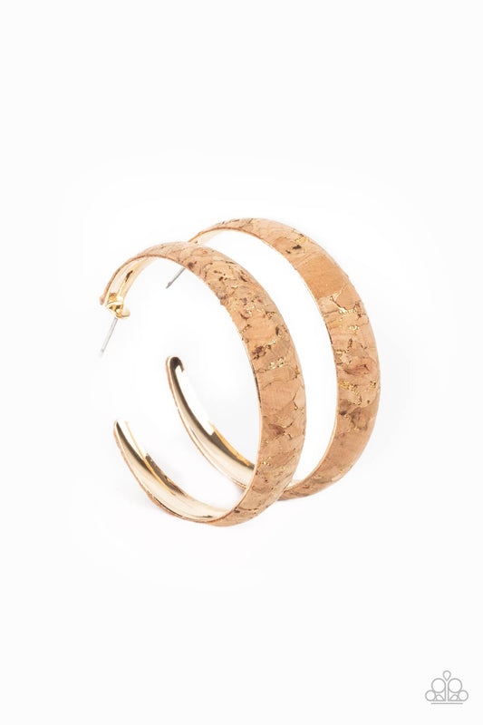Paparazzi Accessories - CORK In The Road - Gold Earrings