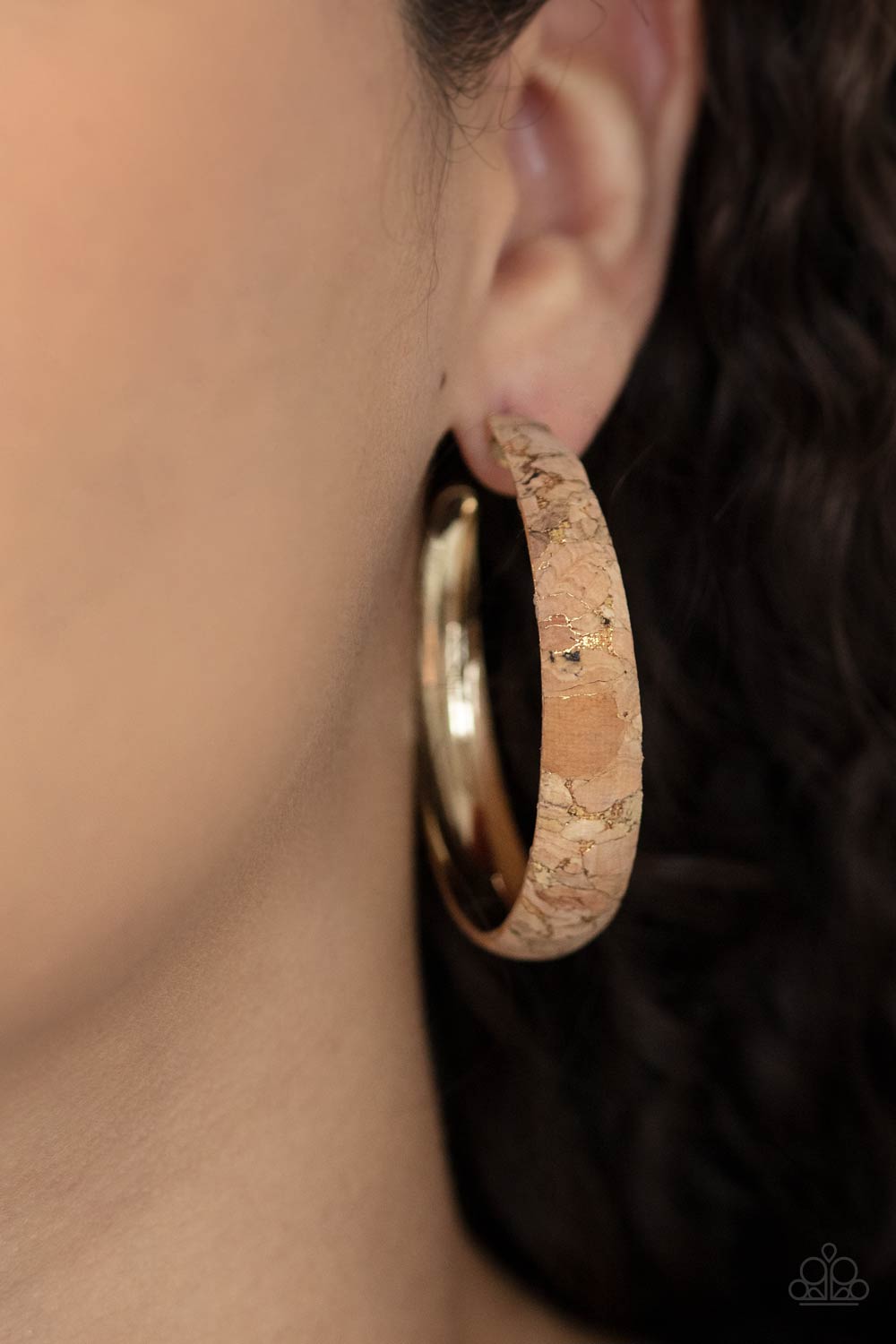 Paparazzi Accessories - CORK In The Road - Gold Earrings