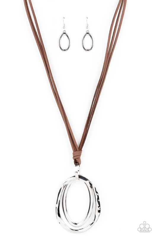 Paparazzi Accessories - Long OVAL-due - Brown Necklace